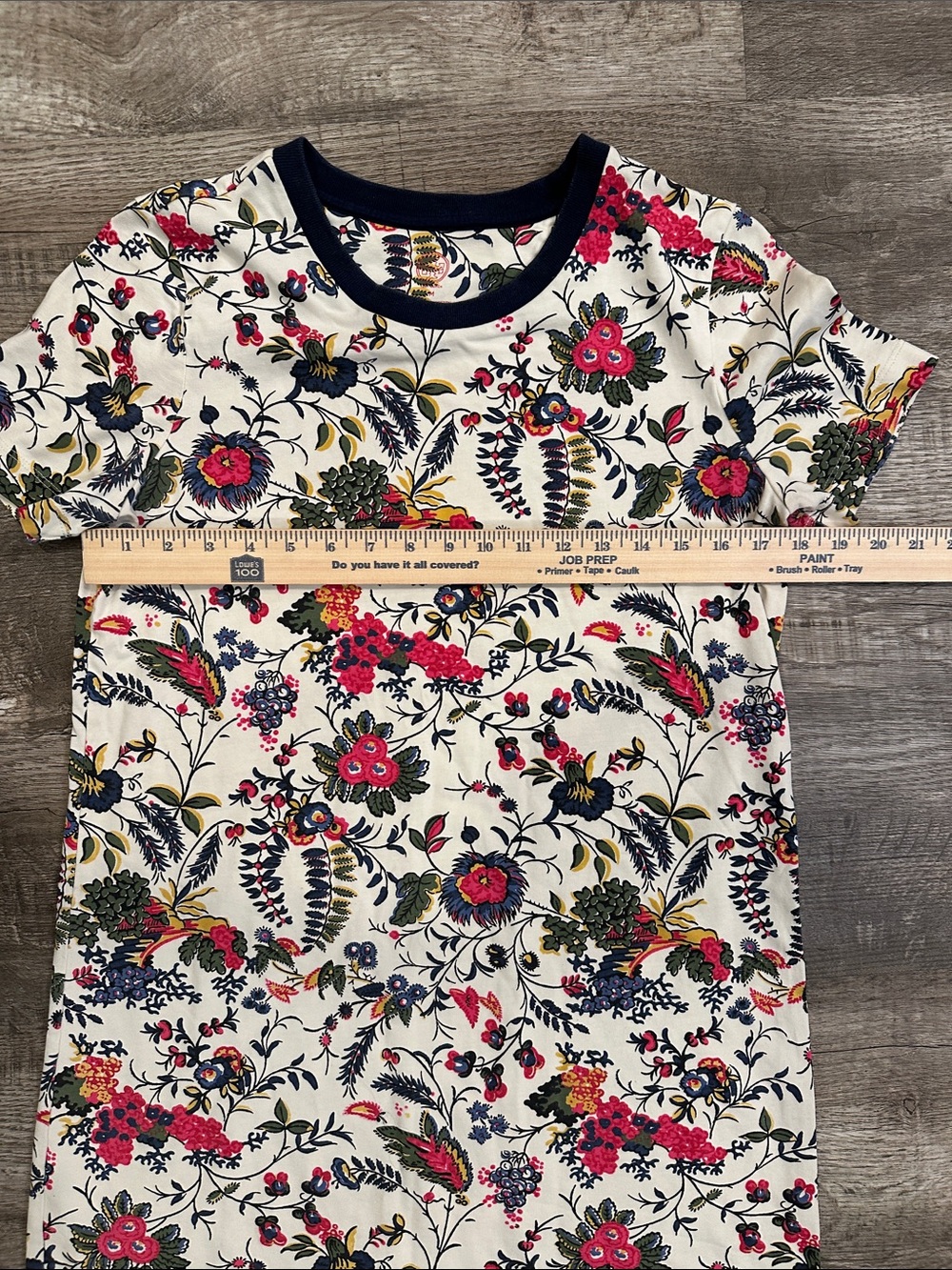 Tory Burch Cream Floral Mini Dress with Pink & Navy Trim - Picture 3 of 7